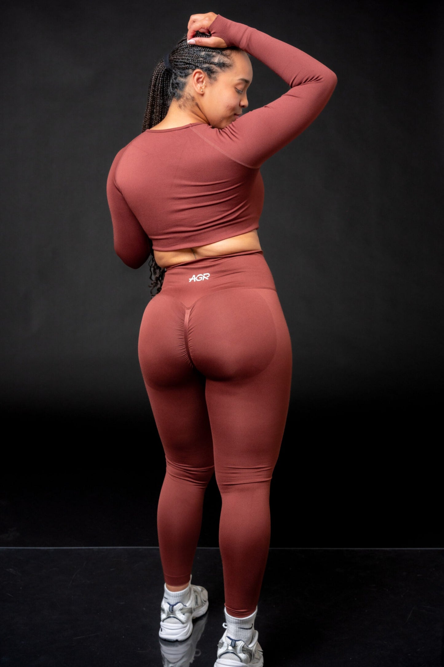 Fitness Yoga Apparel Long Sleeves/Leggings Black Set