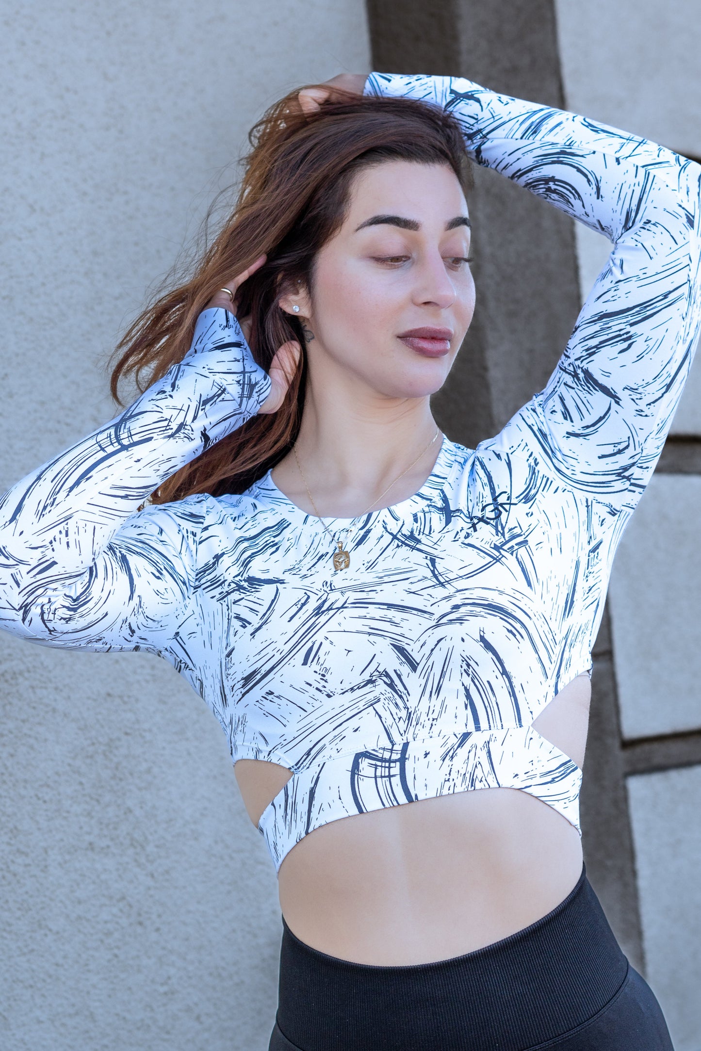 long-sleeved printed tight quick drying